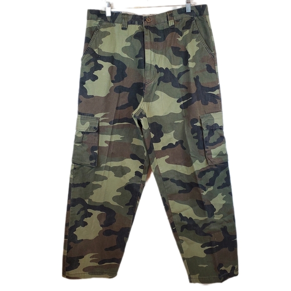 Machine Other - VTG Machine Jeans Camo Baggy Cargo Pants 36x30 Mens NWT Camoflage Twill Y2K